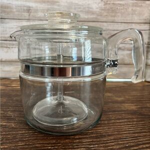 Vintage glass Pyrex 6 cup coffee percolator with all the parts